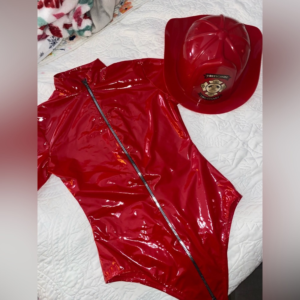 Small Firefighter Costume One Piece Bodysuit Red